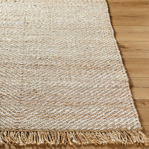 Livabliss Kamey Handwoven Jute Flatweave Rug Diamond Pattern Farmhouse Cottage Fringe Accent Beige, Wheat 9' x 12' BOKY2304-912