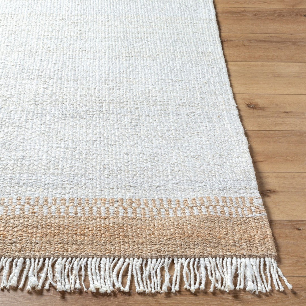 Livabliss Kamey Handwoven Jute Flatweave Round Rug Natural Farmhouse Accent with Fringe Trim Ivory, Tan 2' x 3' BOKY2305-23