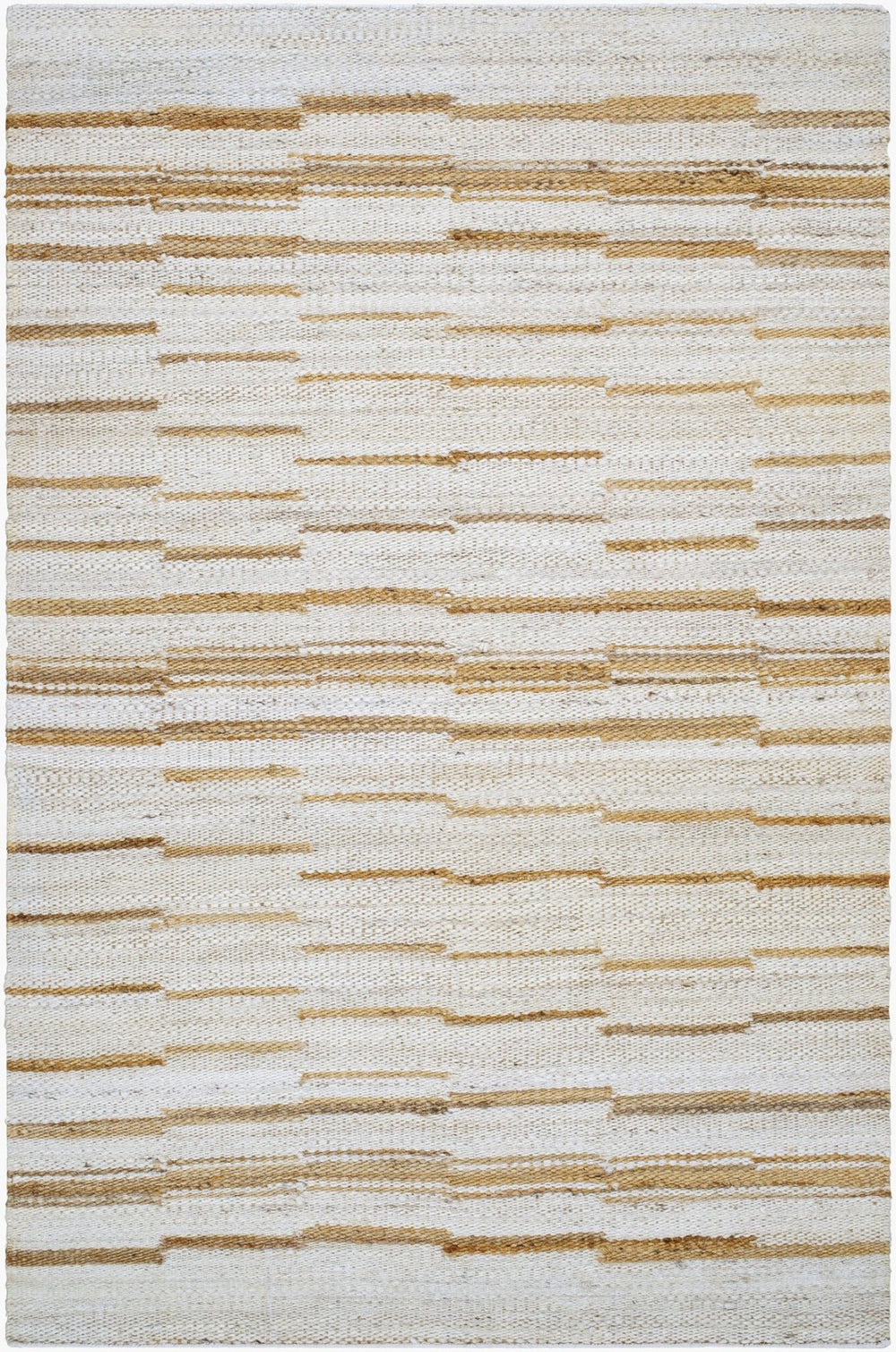 Livabliss Kamey Handwoven Jute Flatweave Rug Earthy Striped Farmhouse Accent for Any Room Ivory, Sandston 9' x 12' BOKY2306-912