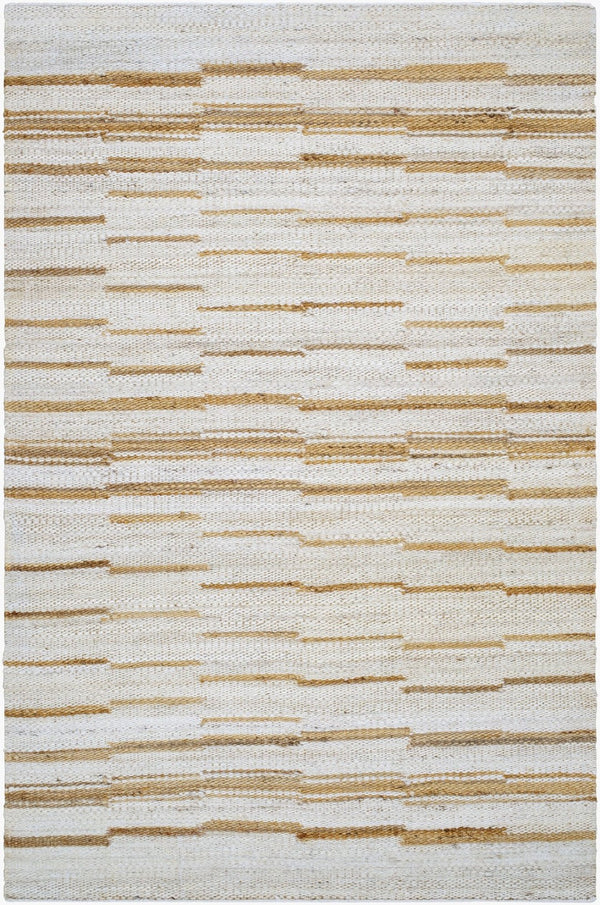 Livabliss Kamey Handwoven Jute Flatweave Rug Earthy Striped Farmhouse Accent for Any Room Ivory, Sandston 9' x 12' BOKY2306-912