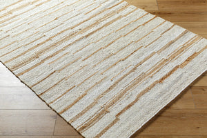 Livabliss Kamey Handwoven Jute Flatweave Rug Earthy Striped Farmhouse Accent for Any Room Ivory, Sandston 8' x 10' BOKY2306-810