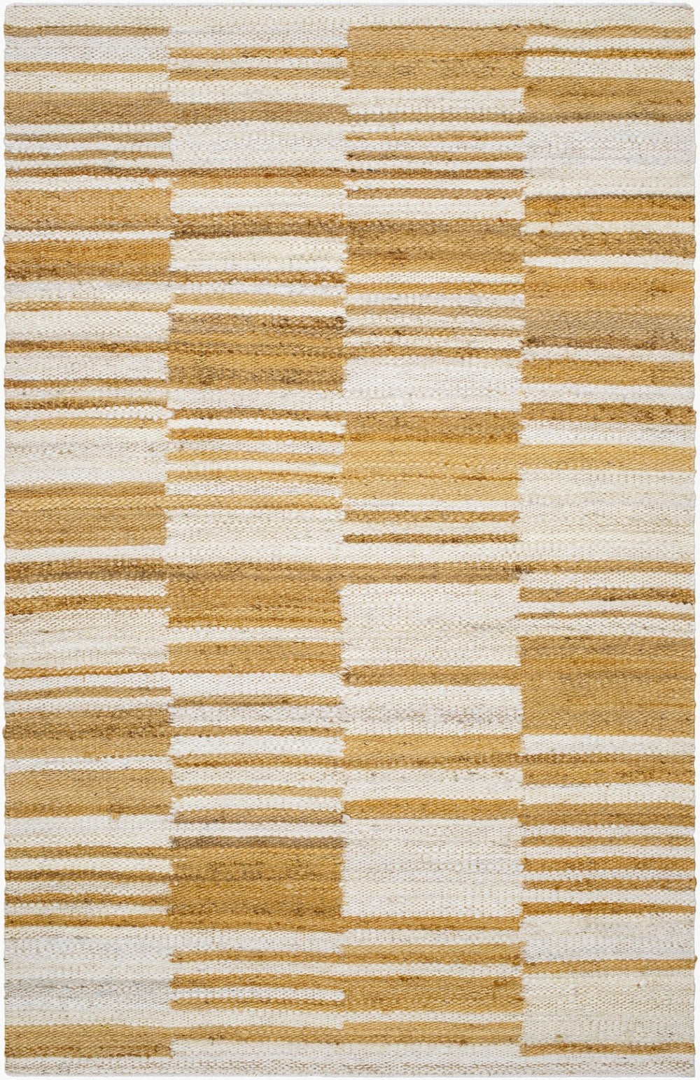 Livabliss Kamey Handwoven Jute Flatweave Accent Rug Natural Striped Farmhouse Entryway Decor Goldenrod, Ivor 9' x 12' BOKY2307-912