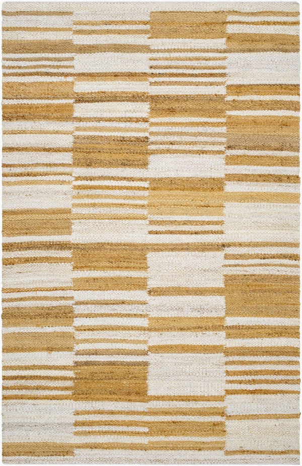 Livabliss Kamey Handwoven Jute Flatweave Accent Rug Natural Striped Farmhouse Entryway Decor Goldenrod, Ivor 9' x 12' BOKY2307-912