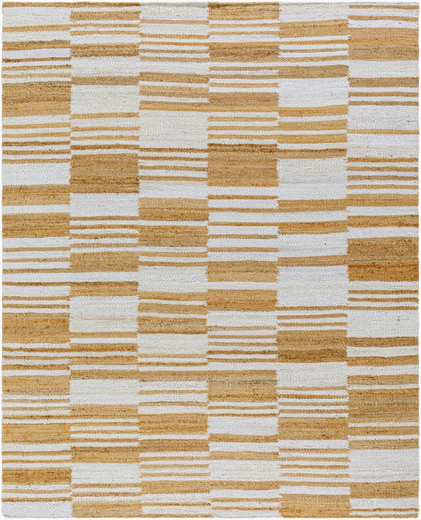 Livabliss Kamey Handwoven Jute Flatweave Accent Rug Natural Striped Farmhouse Entryway Decor Goldenrod, Ivor 8' x 10' BOKY2307-810