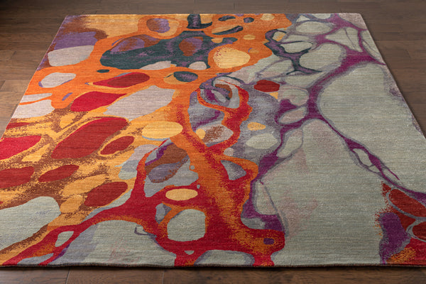 Brought to Light BOL-4006 8' x 10' Handmade Rug BOL4006-810  Rust, Rose, Light Sage, Ink Blue, Mustard, Medium Purple Surya