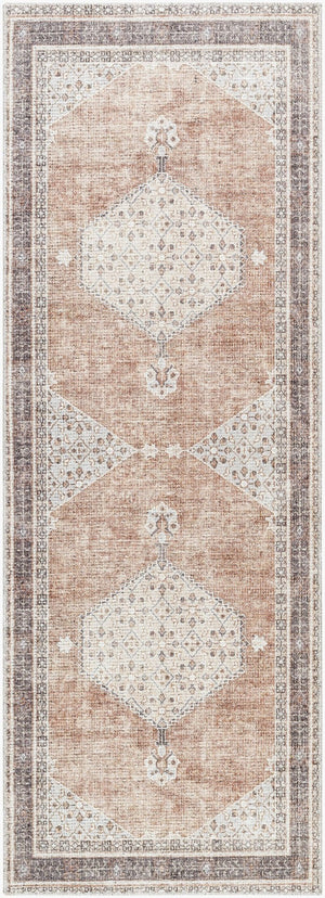 Livabliss Lila Turkish Machine Woven Medallion Polyester Accent Rug for Entryways and Transitional Spaces Tan, Brown 2'7" x 7'3" BOLC2300-2773