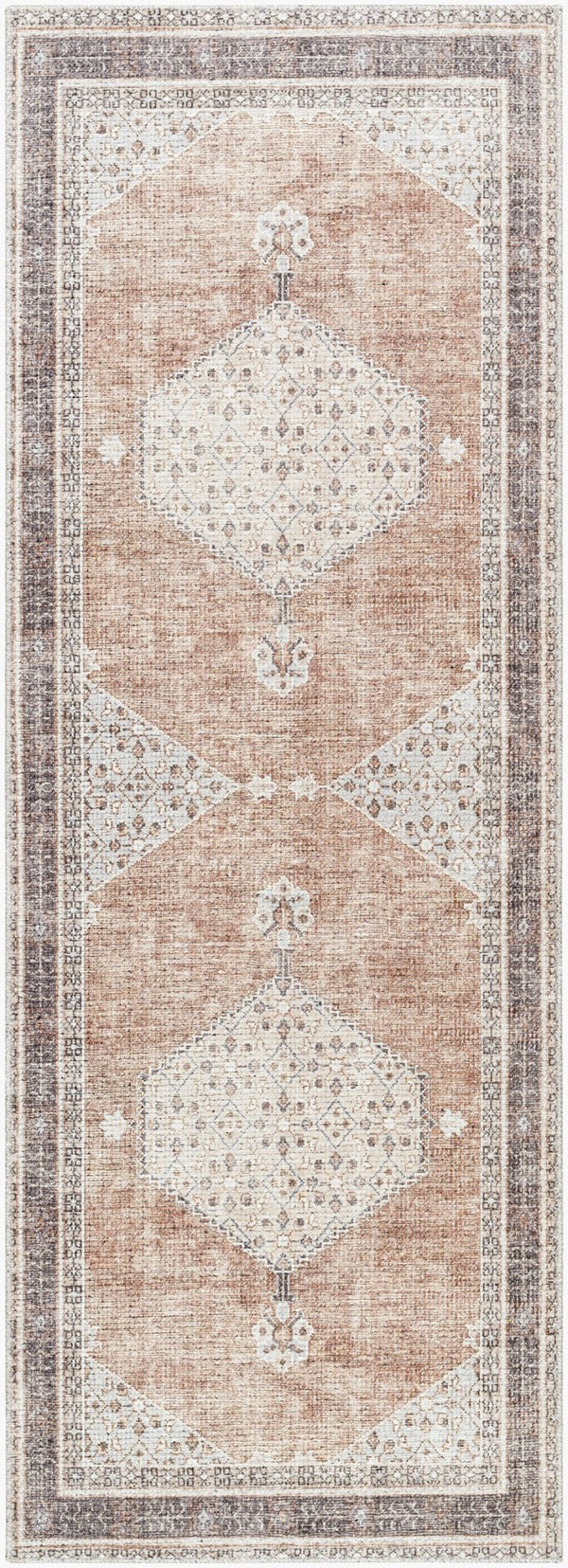 Livabliss Lila Turkish Machine Woven Medallion Polyester Accent Rug for Entryways and Transitional Spaces Tan, Brown 2'7" x 7'3" BOLC2300-2773