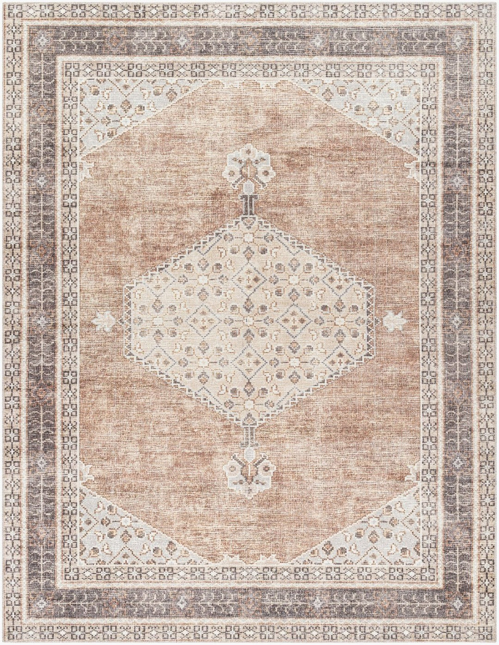 Livabliss Lila Turkish Machine Woven Medallion Polyester Accent Rug for Entryways and Transitional Spaces Tan, Brown 2'2" x 3'9" BOLC2300-2239