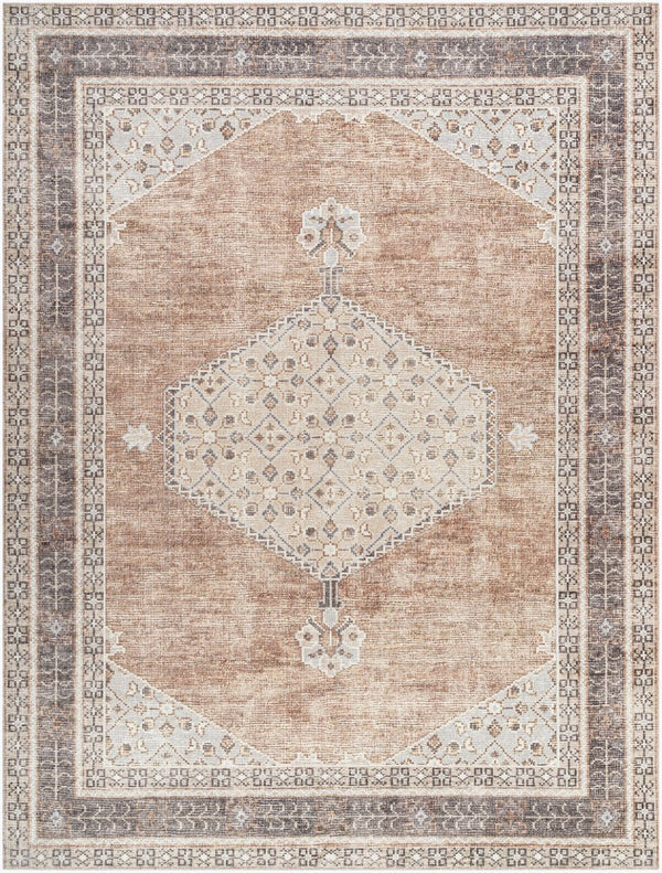 Livabliss Lila Turkish Machine Woven Medallion Polyester Accent Rug for Entryways and Transitional Spaces Tan, Brown 9'2" x 12' BOLC2300-9212