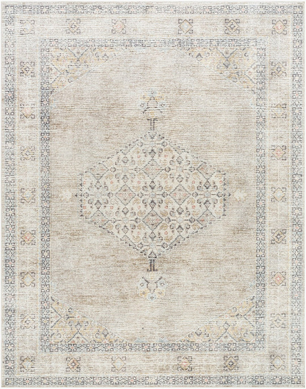 Livabliss Lila Traditional Polyester Accent Rug Machine Woven in Turkey for Entryways and Bedrooms White, Light Gr 7'10" x 10' BOLC2301-71010