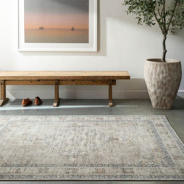 Livabliss Lila Traditional Polyester Accent Rug Machine Woven in Turkey for Entryways and Bedrooms White, Light Gr 2'7" x 7'3" BOLC2301-2773