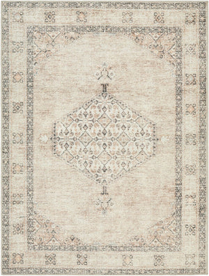Livabliss Lila Traditional Medallion Polyester Accent Rug for Entryway Bedroom or Reading Nook White, Medium B 9'2" x 12' BOLC2302-9212