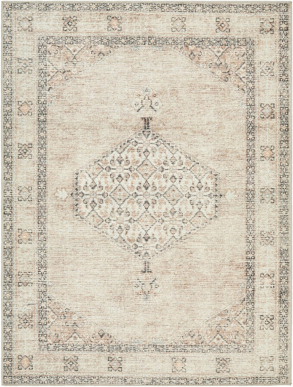 Livabliss Lila Traditional Medallion Polyester Accent Rug for Entryway Bedroom or Reading Nook White, Medium B 9'2" x 12' BOLC2302-9212