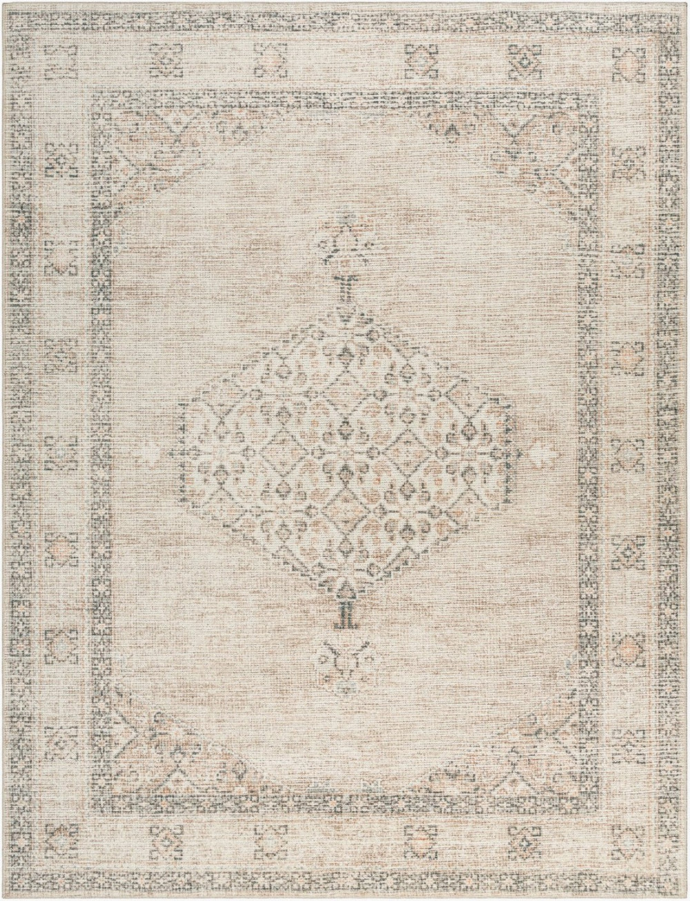 Livabliss Lila Traditional Medallion Polyester Accent Rug for Entryway Bedroom or Reading Nook White, Medium B 7'10" x 10' BOLC2302-71010