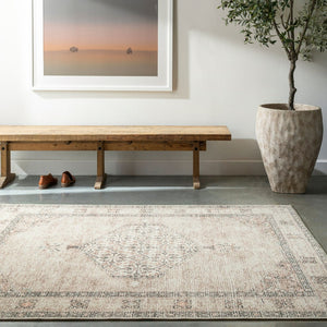 Livabliss Lila Traditional Medallion Polyester Accent Rug for Entryway Bedroom or Reading Nook White, Medium B 9'2" x 12' BOLC2302-9212