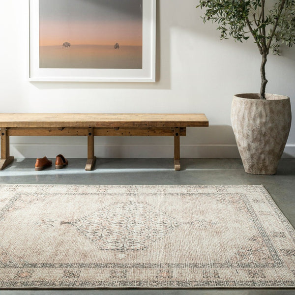Livabliss Lila Traditional Medallion Polyester Accent Rug for Entryway Bedroom or Reading Nook White, Medium B 9'2" x 12' BOLC2302-9212