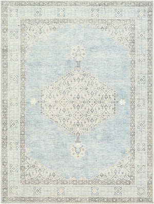 Livabliss Lila Traditional Patterned Polyester Accent Rug Woven in Turkey for Entryways Denim, Silver G 9'2" x 12' BOLC2303-9212
