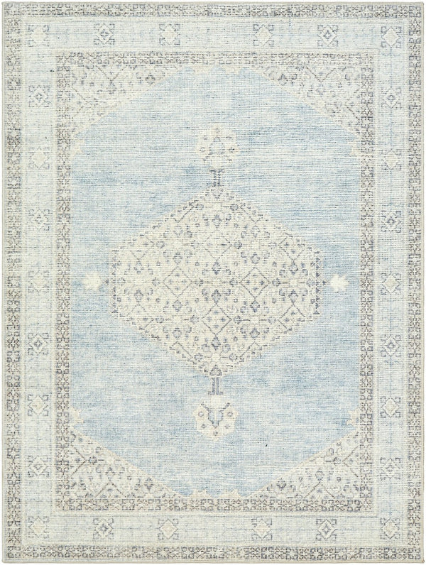 Livabliss Lila Traditional Patterned Polyester Accent Rug Woven in Turkey for Entryways Denim, Silver G 9'2" x 12' BOLC2303-9212