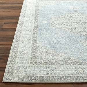 Livabliss Lila Traditional Patterned Polyester Accent Rug Woven in Turkey for Entryways Denim, Silver G 9'2" x 12' BOLC2303-9212