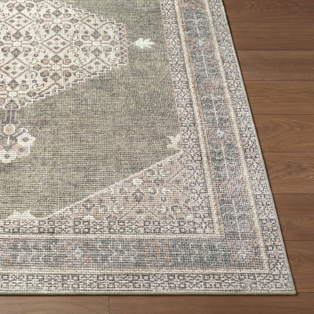 Livabliss Lila Traditional Polyester Indoor Rug Machine Woven Accent for Entryway or Bedroom Ivory, Olive 6'7" x 9' BOLC2304-679