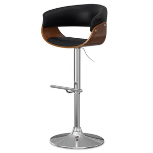 English Elm Sheldon Adjustable Swivel Bar Stool in Black Vegan Leather – Mid-Century Gas Lift, Chrome Base, 35.75-44"H B136P159601
