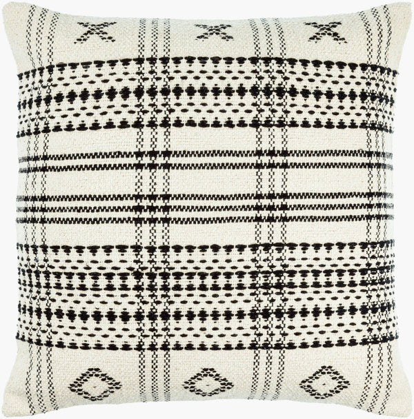 Livabliss Myrna Handcrafted Cotton Accent Pillow Earthy Beige Black Bohemian Sofa Decor BOMA001-2020D