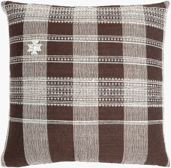 Livabliss Myrna Handcrafted Wool Cotton Square Throw Pillow Earthy Neutral Bohemian Sofa Accent BOMA003-2222P