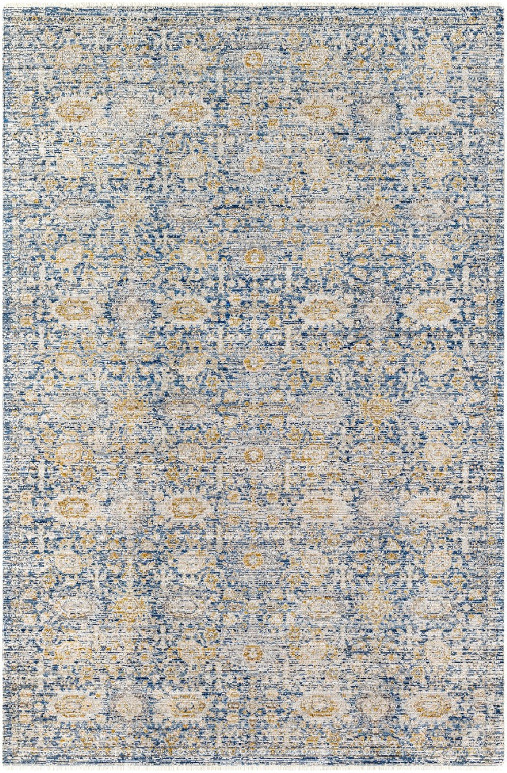 Livabliss Margaret Flatweave Polyester Area Rug with Knotted Fringe for Indoor Outdoor Spaces Navy, Gray 9' x 13'1" BOMG2300-9131
