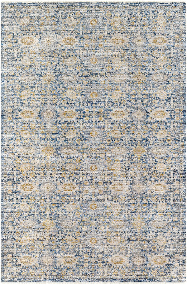 Livabliss Margaret Flatweave Polyester Area Rug with Knotted Fringe for Indoor Outdoor Spaces Navy, Gray 9' x 13'1" BOMG2300-9131
