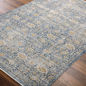 Livabliss Margaret Flatweave Polyester Area Rug with Knotted Fringe for Indoor Outdoor Spaces Navy, Gray 9' x 13'1" BOMG2300-9131