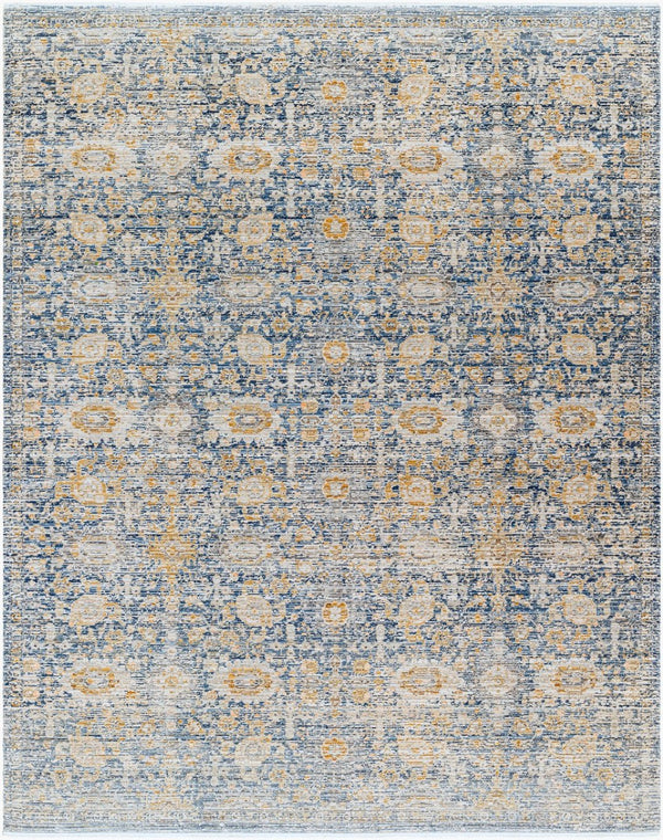 Livabliss Margaret Flatweave Polyester Area Rug with Knotted Fringe for Indoor Outdoor Spaces Navy, Gray 7'10" x 10' BOMG2300-71010