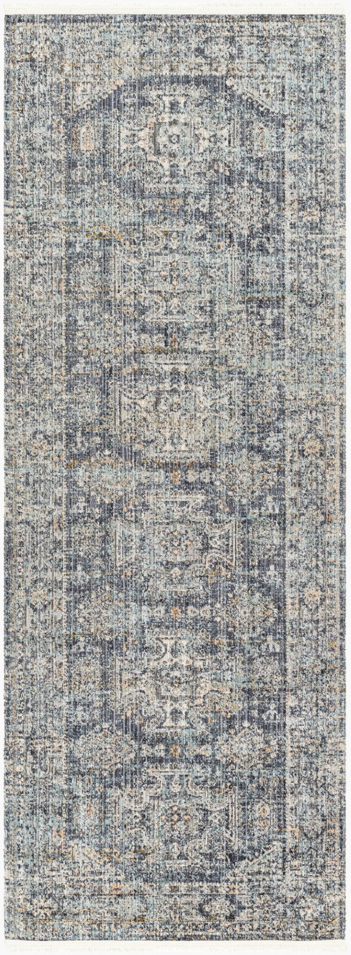Livabliss Margaret Flatweave Runner Rug with Fringe Trim for Hallways and Entryways Black, Blue 2'7" x 7'3" BOMG2301-2773