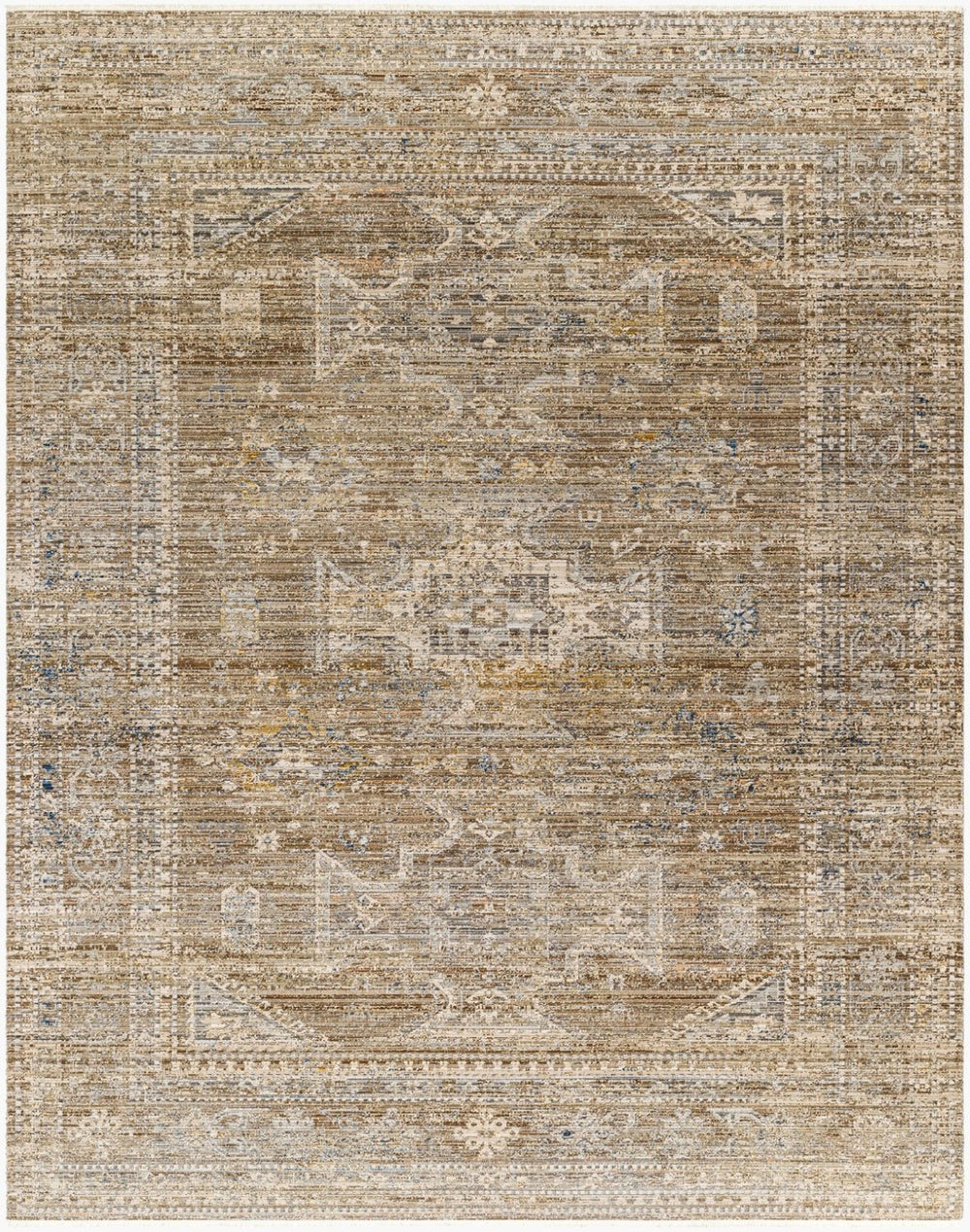 Livabliss Margaret Fringe Trim Flatweave Polyester Area Rug for Indoor Outdoor High Traffic Rooms Dark Brown, Tau 7'10" x 10' BOMG2302-71010