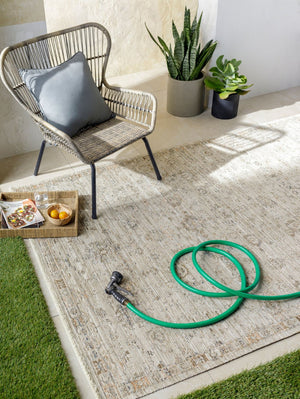 Livabliss Margaret Flatweave Polyester Area Rug with Fringe for Living Room Patio or Sunroom Taupe, Gray 9' x 13'1" BOMG2303-9131