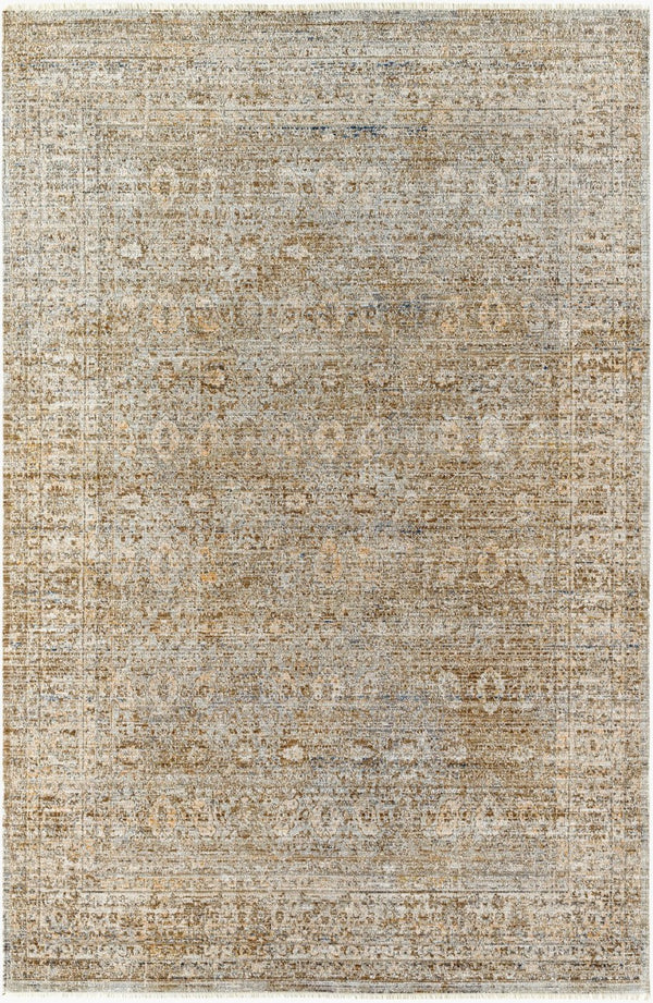 Livabliss Margaret Flatweave Polyester Runner Rug with Fringe for Hallway Entryway or Patio Dark Brown, Gra 9' x 13'1" BOMG2304-9131