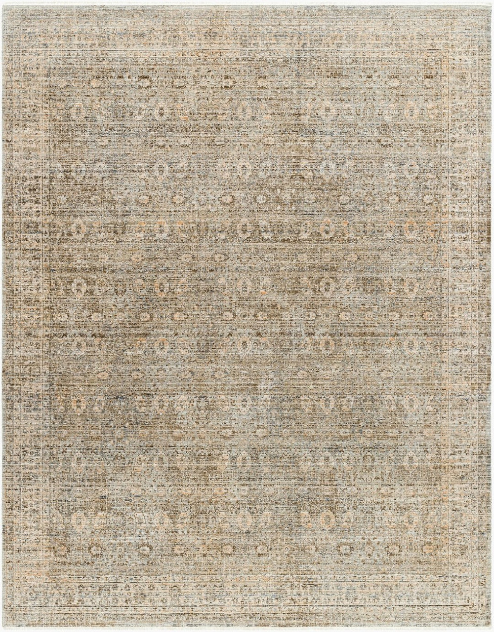 Livabliss Margaret Flatweave Polyester Runner Rug with Fringe for Hallway Entryway or Patio Dark Brown, Gra 7'10" x 10' BOMG2304-71010