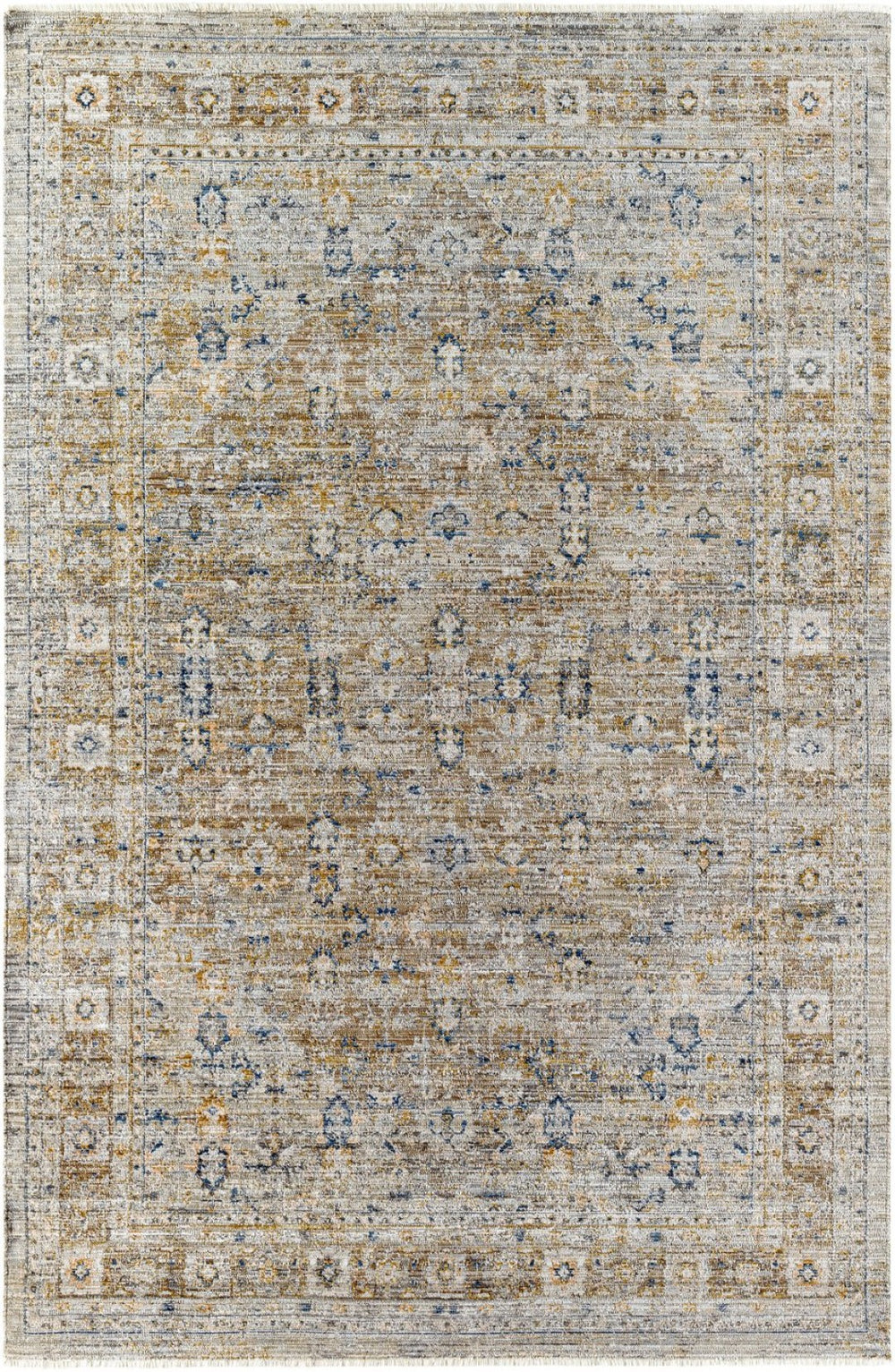 Livabliss Margaret Flatweave Polyester Runner Rug with Fringe for Entryway or Covered Patio Taupe, Charcoal 9' x 13'1" BOMG2305-9131