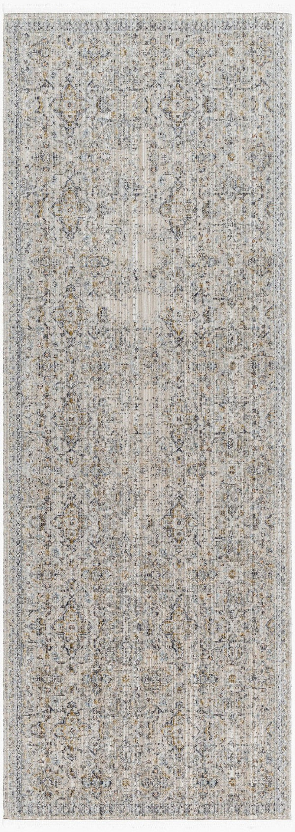 Livabliss Margaret Fringe-trim Polyester Runner Rug for Entryway Hallway or Covered Patio Use Charcoal, Taupe 2'7" x 7'3" BOMG2306-2773
