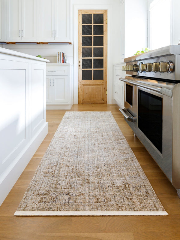 Livabliss Margaret Flatweave Runner Turkish Woven Polyester Rug for Hallways and Entryways Taupe, Dark Bro 9' x 13'1" BOMG2310-9131