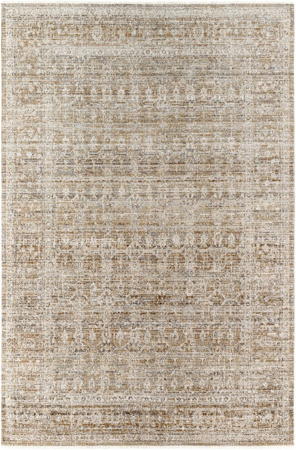 Livabliss Margaret Bohemian Flatweave Polyester Area Rug with Fringe for Indoor Outdoor Living Spaces Taupe, Charcoal 5'3" x 7'10" BOMG2311-53710