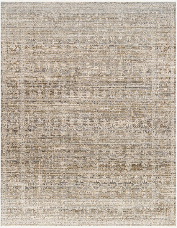 Livabliss Margaret Bohemian Flatweave Polyester Area Rug with Fringe for Indoor Outdoor Living Spaces Taupe, Charcoal 7'10" x 10' BOMG2311-71010