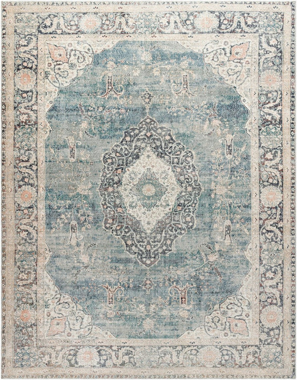 Livabliss Marlene Large Polyester Area Rug with Subtle Sheen for Elegant Living Spaces Ice Blue, Blue 7'9" x 10' BOMN2300-71010