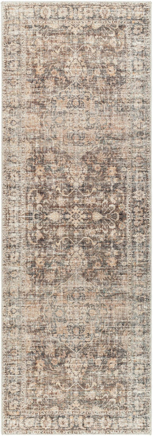 Livabliss Marlene Classic Patterned Polyester Area Rug for Living Room and Open Spaces Dark Brown, Bei 2'7" x 7'3" BOMN2301-2773