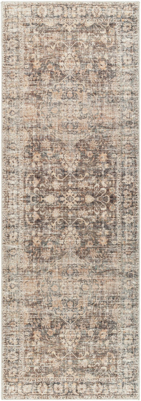 Livabliss Marlene Classic Patterned Polyester Area Rug for Living Room and Open Spaces Dark Brown, Bei 2'7" x 7'3" BOMN2301-2773