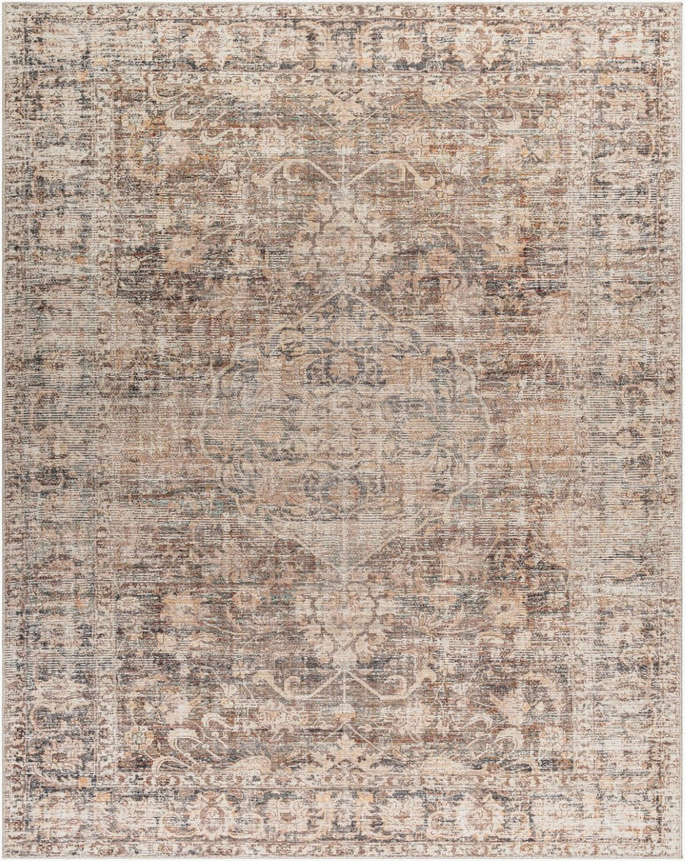 Livabliss Marlene Classic Patterned Polyester Area Rug for Living Room and Open Spaces Dark Brown, Bei 3'10" x 5'7" BOMN2301-31157