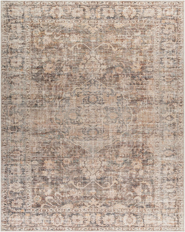 Livabliss Marlene Classic Patterned Polyester Area Rug for Living Room and Open Spaces Dark Brown, Bei 3'10" x 5'7" BOMN2301-31157