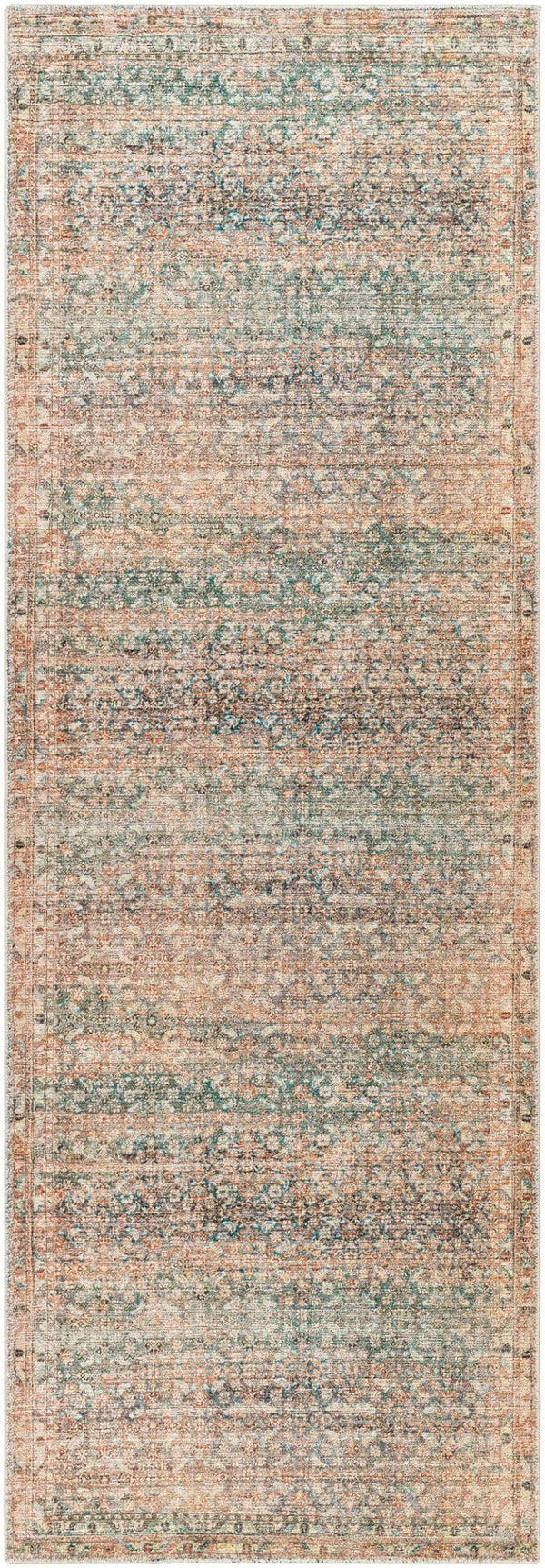Livabliss Marlene Large Format Polyester Area Rug for Living and Dining Rooms Turkish Woven Emerald, Seafoa 2'7" x 7'3" BOMN2302-2773