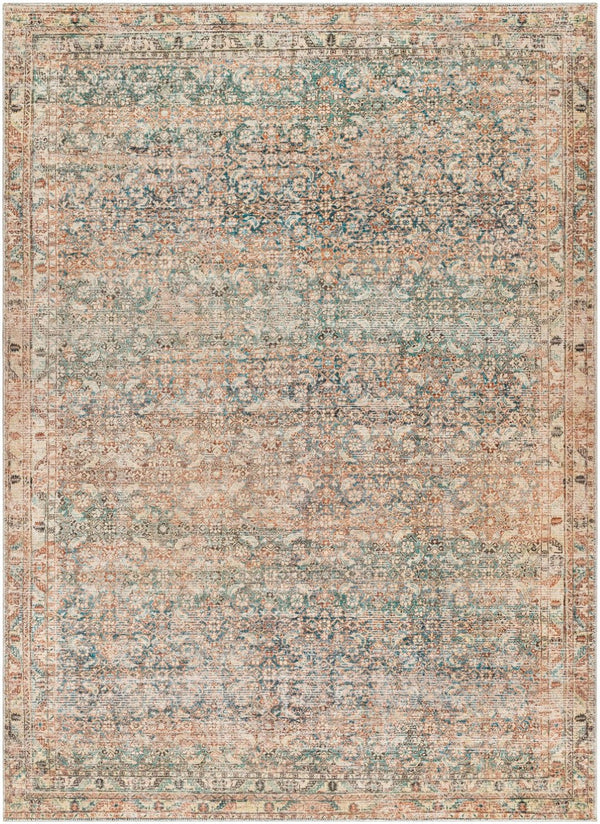 Livabliss Marlene Large Format Polyester Area Rug for Living and Dining Rooms Turkish Woven Emerald, Seafoa 3'10" x 5'7" BOMN2302-31157