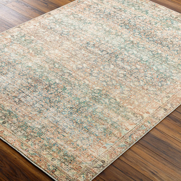 Livabliss Marlene Large Format Polyester Area Rug for Living and Dining Rooms Turkish Woven Emerald, Seafoa 6'6" x 9' BOMN2302-679
