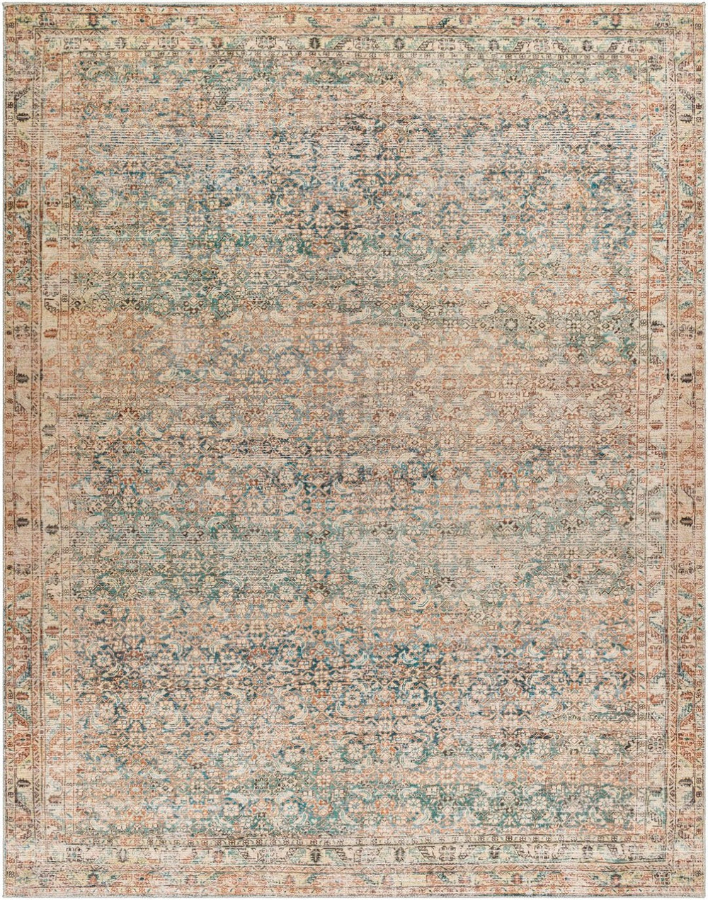 Livabliss Marlene Large Format Polyester Area Rug for Living and Dining Rooms Turkish Woven Emerald, Seafoa 7'9" x 10' BOMN2302-71010